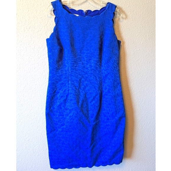 RSVP By Talbots Blue Sheath Midi Jacquard Dress for Cocktail Events Sz. 8 M - Picture 3 of 11
